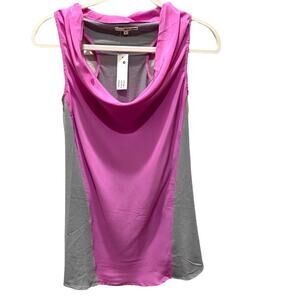 Women’s LA Made top racer back blouse hot pink shirt is 100% silk size Medium